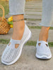 Women's Solid Color Knitted Slip-On Shoes, Lightweight Comfortable Casual Shoes, Round Toe Soft Sole Loafers, Size Runs Large!