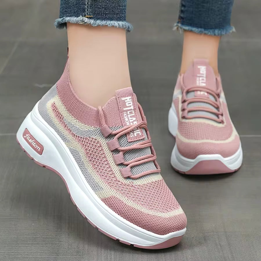 Women's Sports Shoes, Breathable Mesh Lace Up Sneakers, Lightweight Low Top Casual Tennis Shoes For Summer Outdoor Walking Soccer Cleats